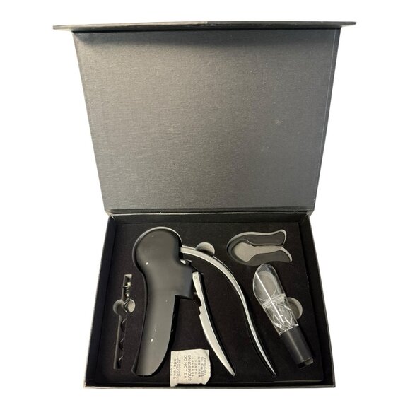 Palermo Wine Opener Elegance 4 Piece Set Opener Cutter Wick Decanter P21 02 - Picture 3 of 4